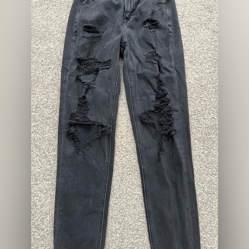 Black American Eagle Distressed Wide Leg Jeans Size 000